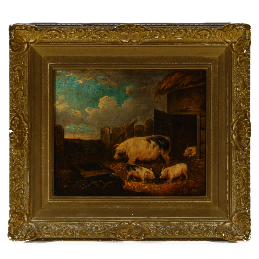 Unknown Artist - Pen of Pigs - Oil on Canvas