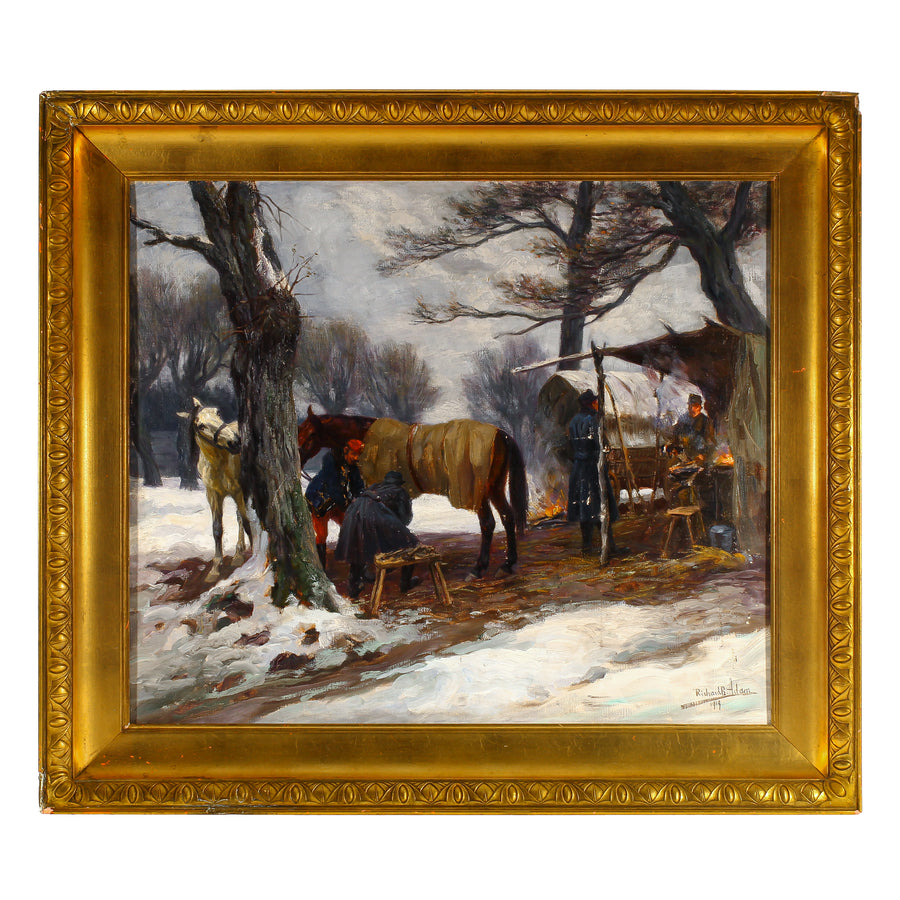 Richard Benno Adam - Blacksmith in Winter - Oil on Canvas