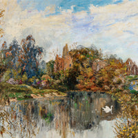Dick Baillie - Landscape with Swans - Oil on Board