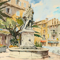Roger Paul Nillor - Town Square Fountain - Watercolour on Paper