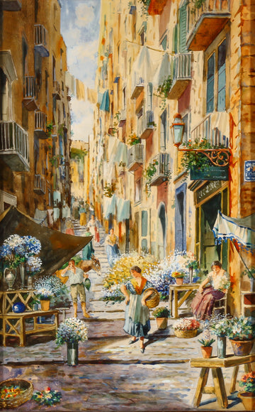 Allesandro Altamura - Street Scene - Watercolour on Paper