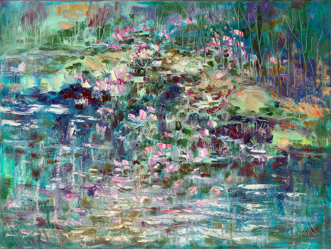 Jean Vadal Smith-Benston - Water Lilies - Acrylic with Oil on Canvas