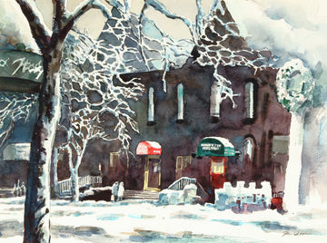 Dao-yan (David) Hu - Winter Scene in Yorkville - Watercolour on Paper