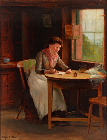 Ralph Pratt, Writing A Letter Oil On Canvas