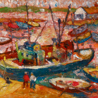 Wadie El Mahdy - Docked Fishing Boat - Oil on Canvas