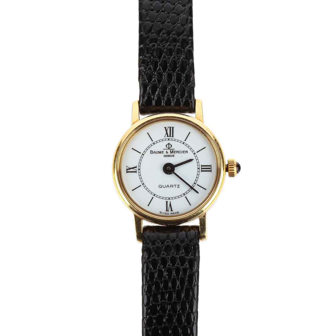 BAUME & MERCIER 14K Ladies Watch - Black Leather Strap