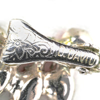 B DAVID Silver Tone Red Rhinestone Necklace & Clip Earrings Set