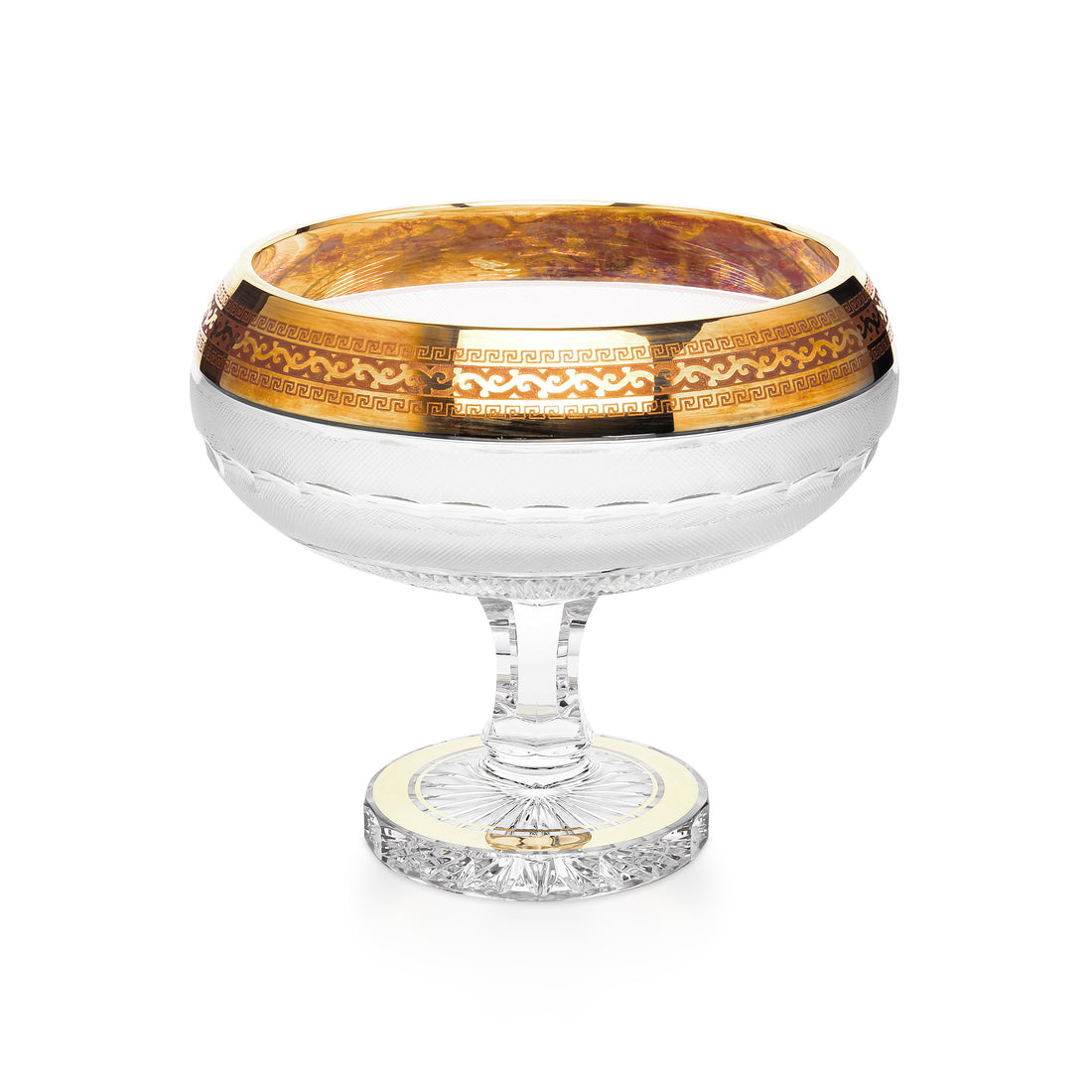 BOHEMIA "Crystal Gold" Fine Cut Crystal Pedestal Bowl