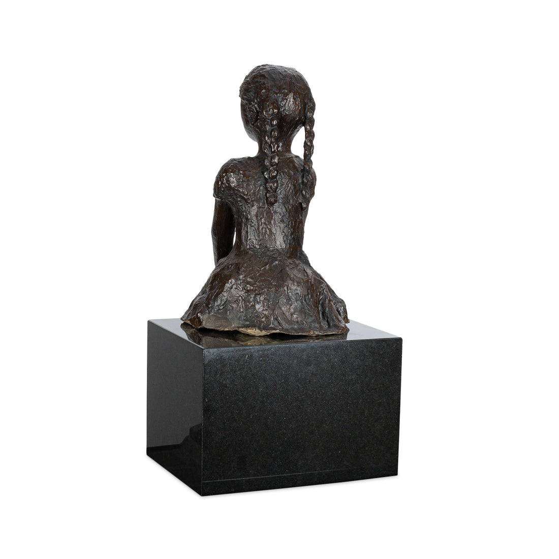 Barrie Shaw-Rimmington - Little Girl Seated - Painted Fibreglass on Marble Plinth
