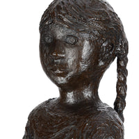 Barrie Shaw-Rimmington - Little Girl Seated - Painted Fibreglass on Marble Plinth