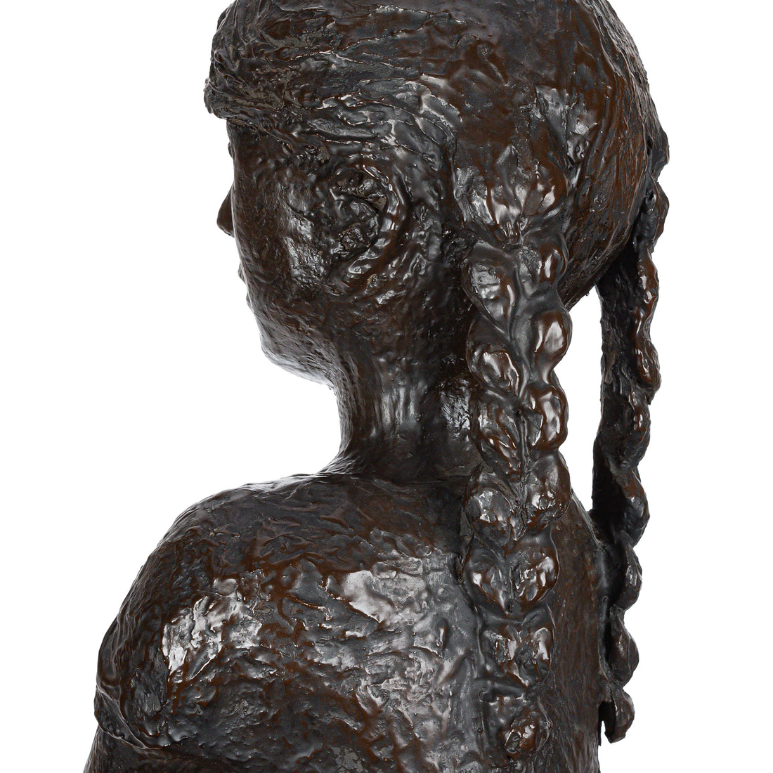 Barrie Shaw-Rimmington - Little Girl Seated - Painted Fibreglass on Marble Plinth