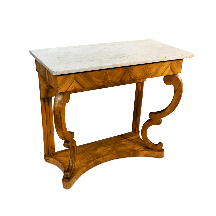 Biedermeier Marble Top Console Table