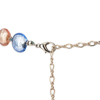 Blue, Silver, & Gold Foil Art Glass Bead Necklace