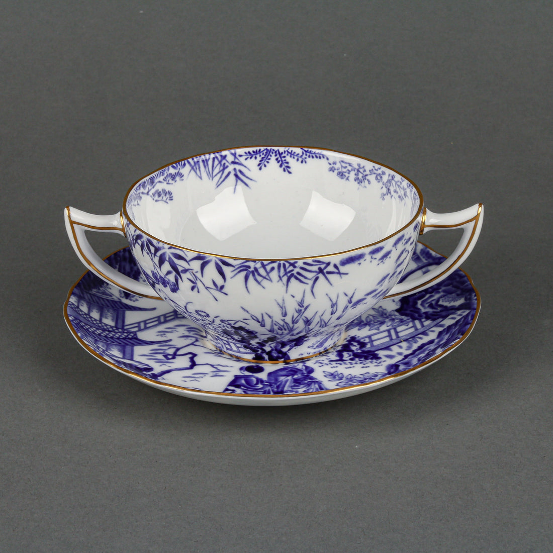 ROYAL CROWN DERBY Mikado Consomme Bowls & Saucers - Set of 8