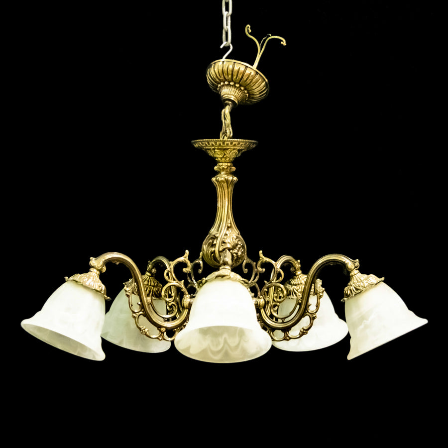 Brass Plated 5-Light Chandelier