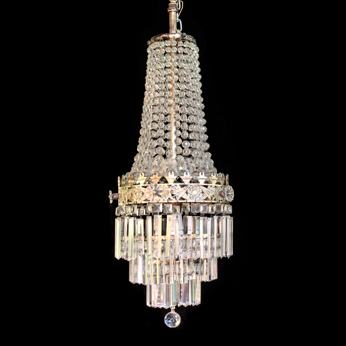 Brass & Crystal 4-Light Chandelier