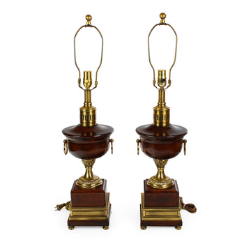 Brass & Pine Urn Table Lamps - Set of 2