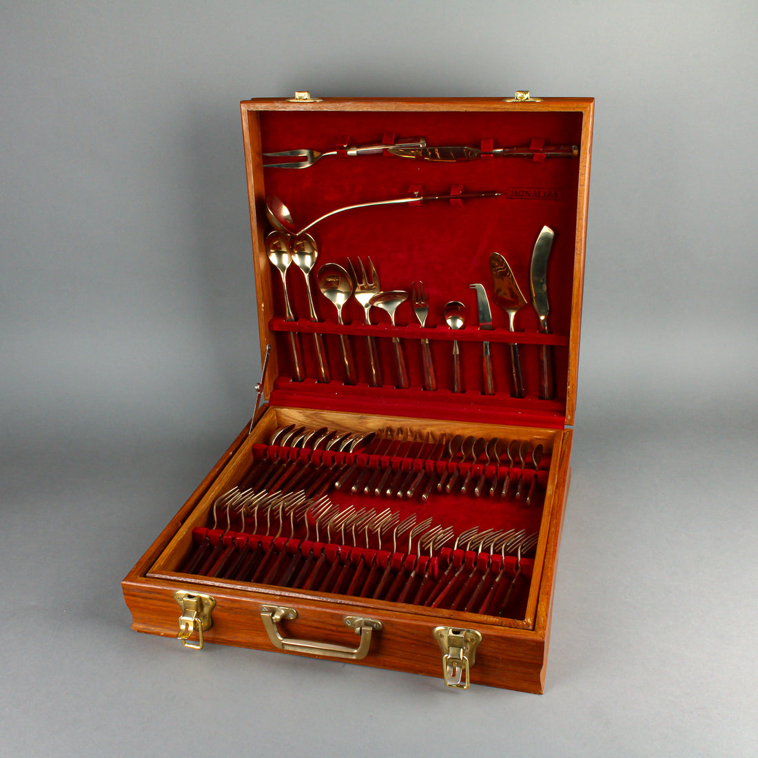 THAI BRONZEWARE MANUFACTURERS Bronze & Teak Flatware - 8 Place Settings ++