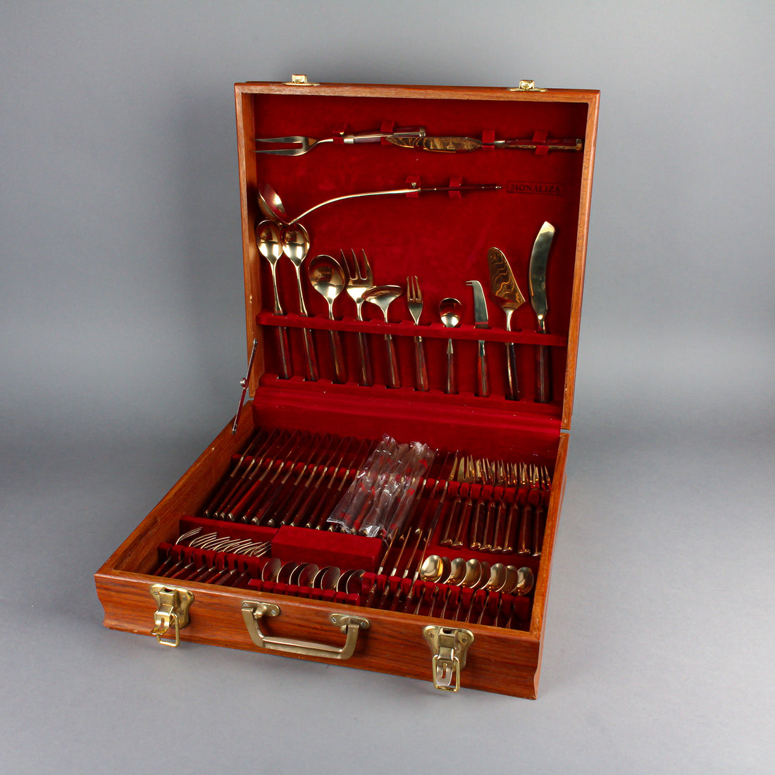 THAI BRONZEWARE MANUFACTURERS Bronze & Teak Flatware - 8 Place Settings ++