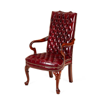 Burgundy Tufted Vinyl Office Chair