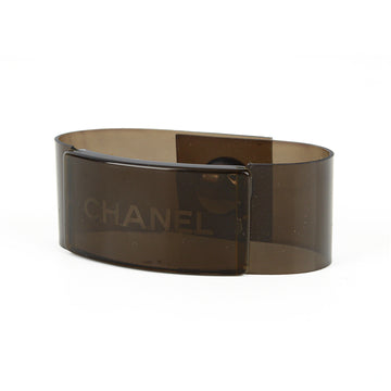 CHANEL Clear Black Vinyl Snap Bracelet