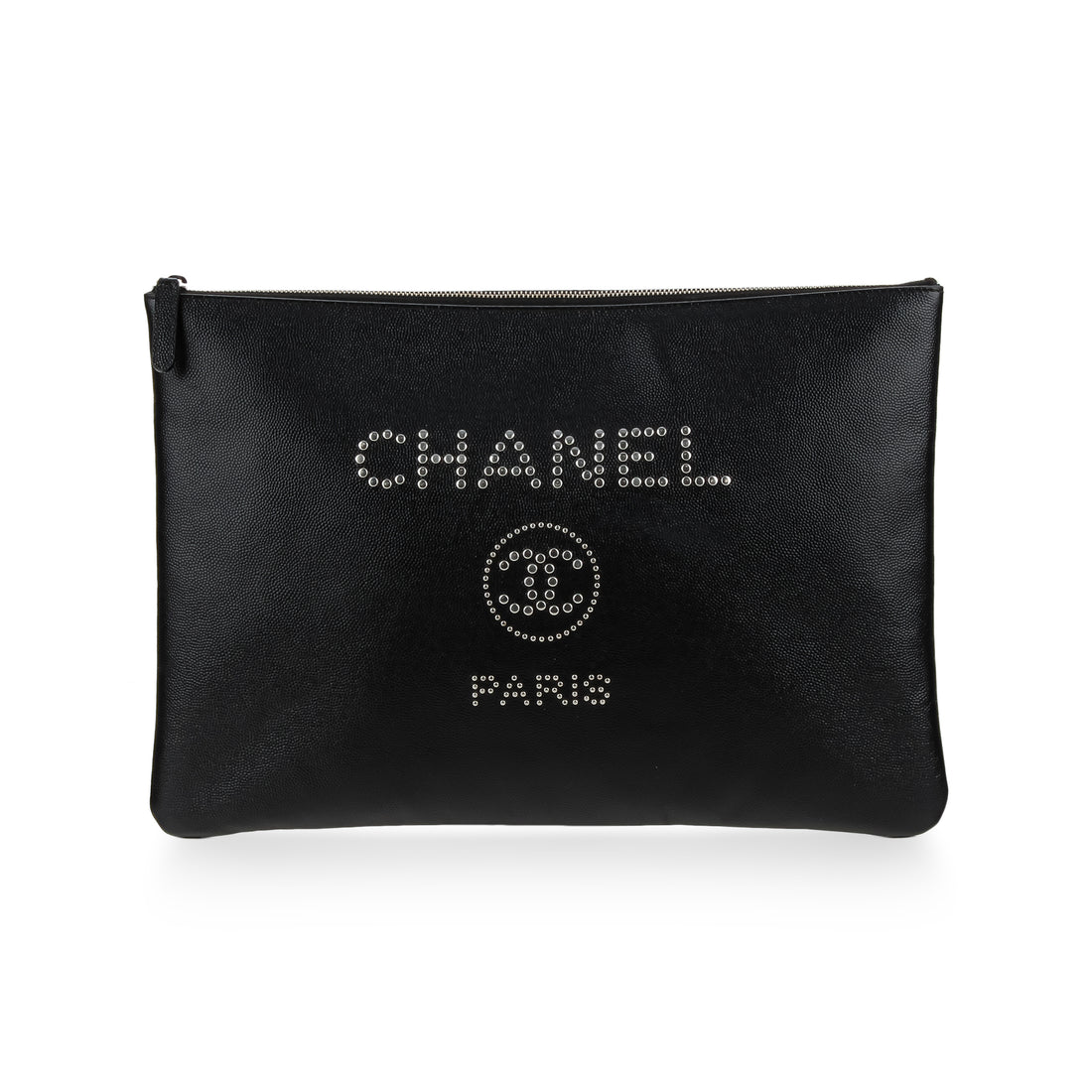 CHANEL Deauville Studded O Case - Black Caviar Leather