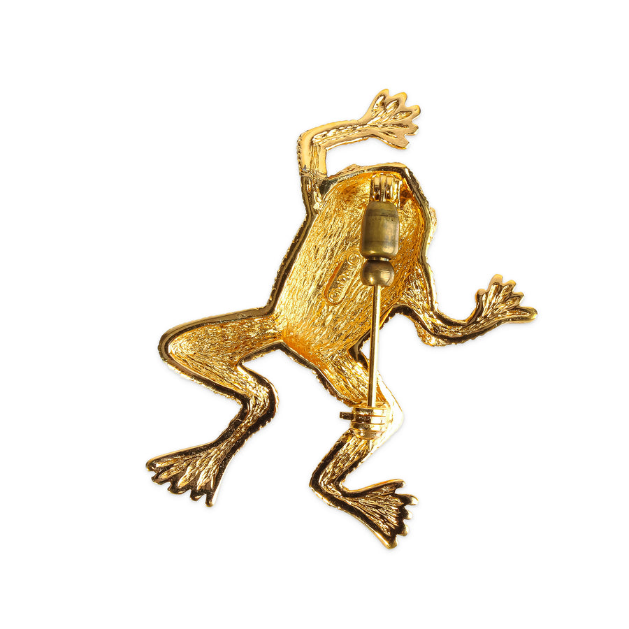 CHRISTIAN DIOR Textured Gold-Plated Frog Brooch