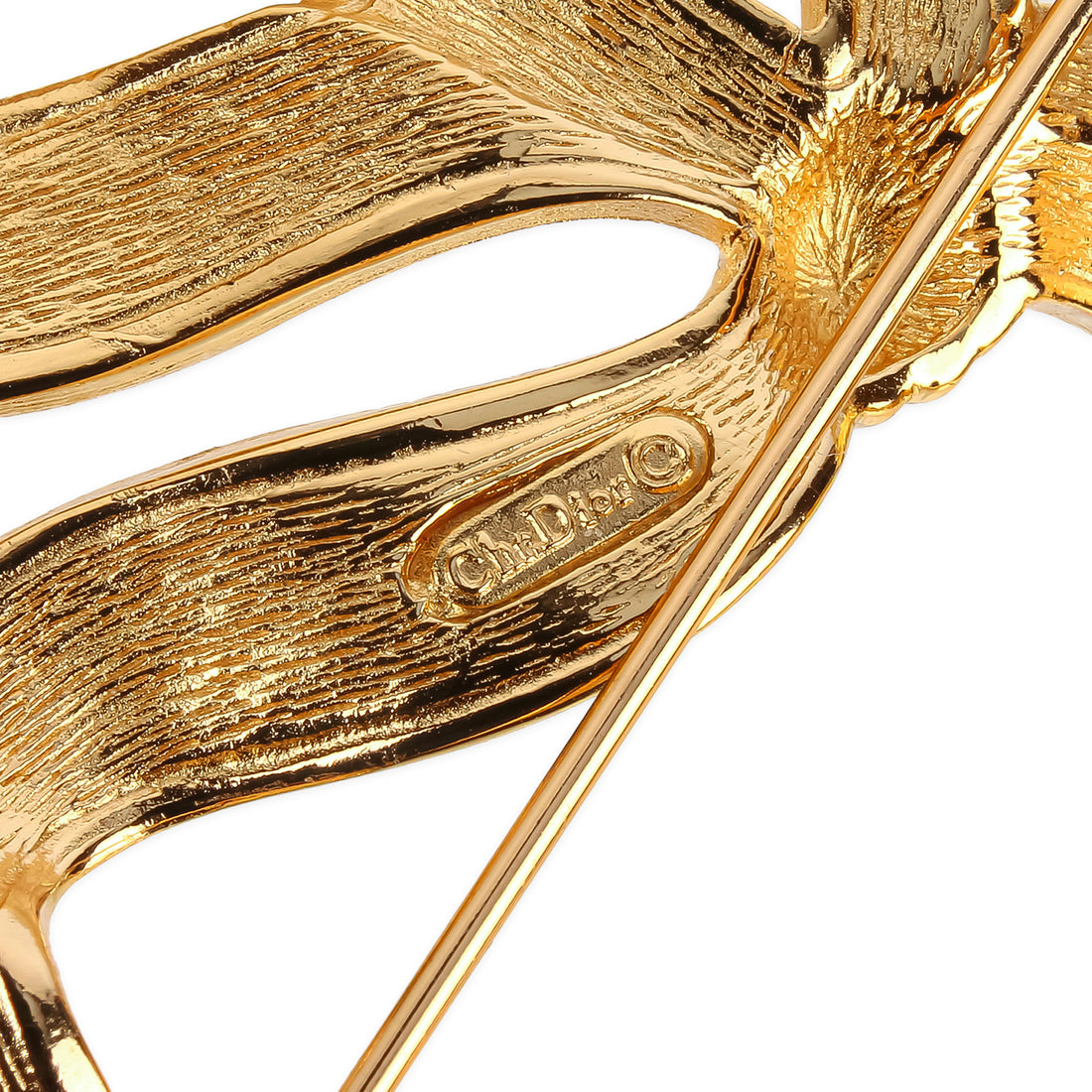 CHRISTIAN DIOR Vintage Gold-Plated Bow Brooch