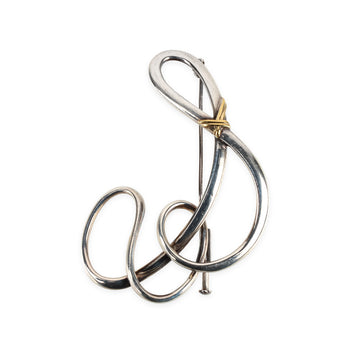 CHRISTOFLE 2-Tone Sterling Silver Ribbon Brooch