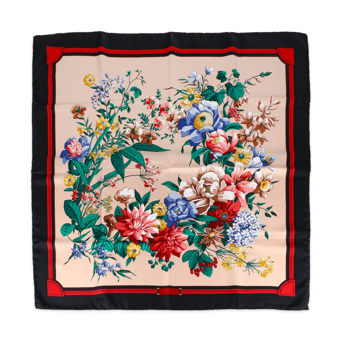 COACH Vintage Silk Scarf - Blue & Red Floral