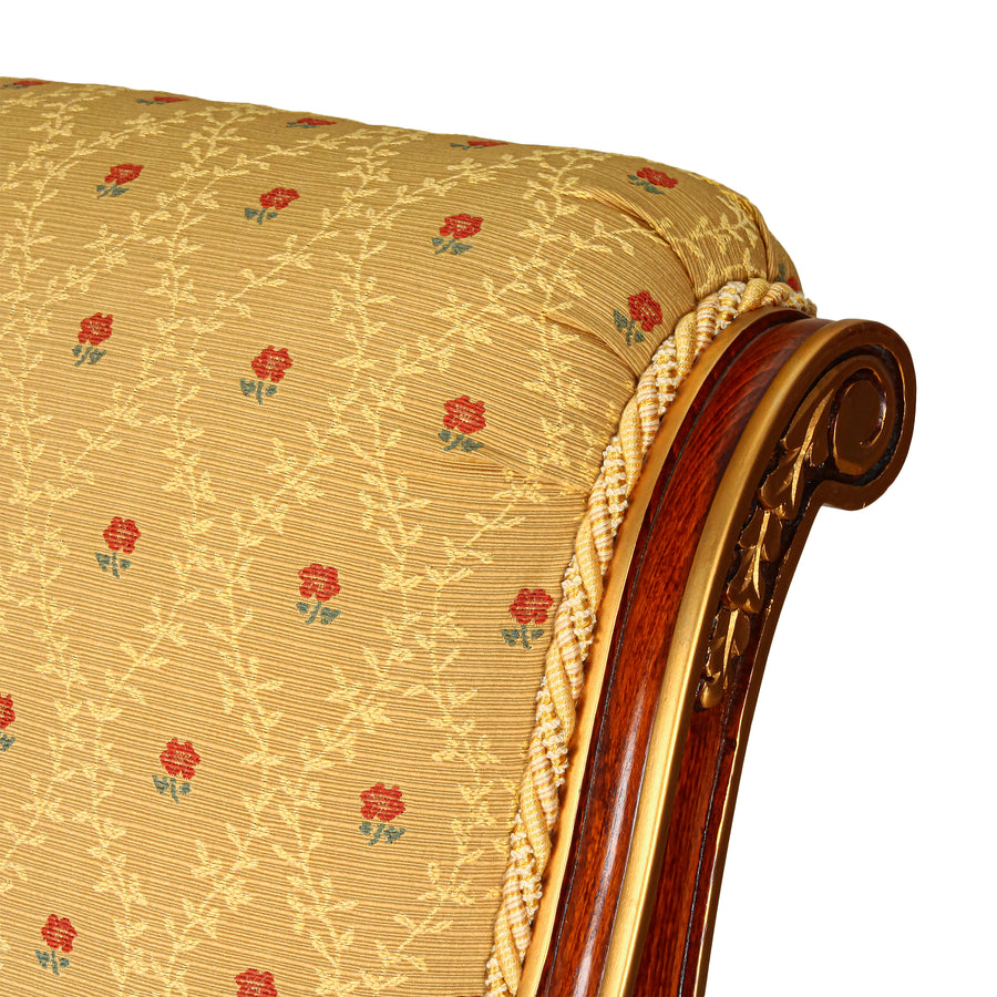 Carved Upholstered Armchair with 2 Pillows
