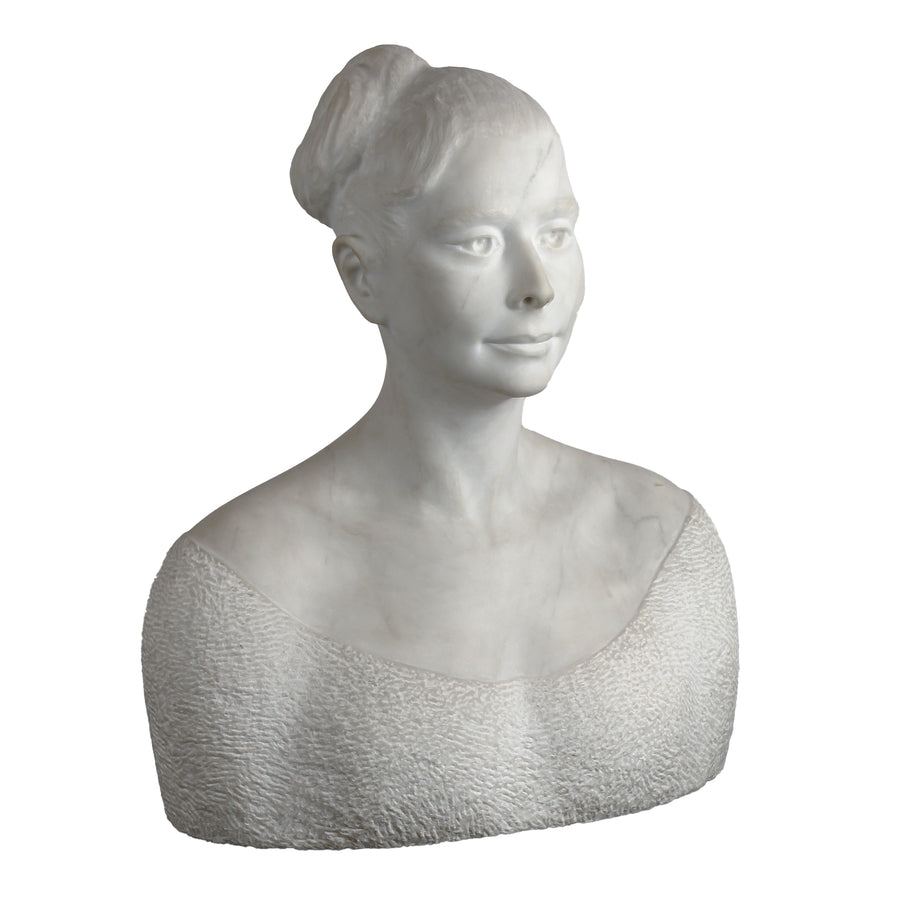 Carved Marble Bust - Woman In Dress