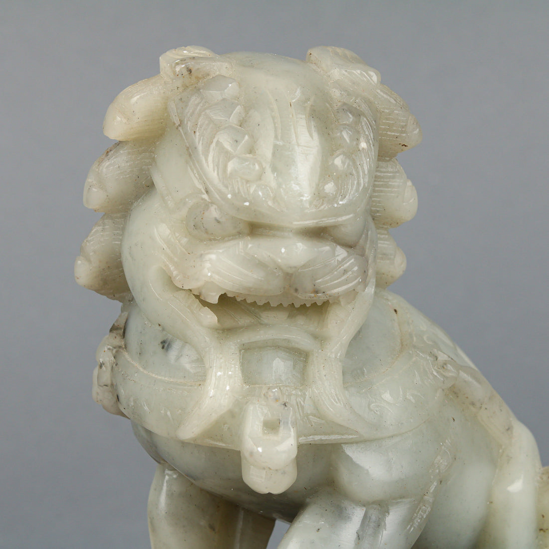 Carved Soapstone Foo Dog Guardian Lions - Set of 2