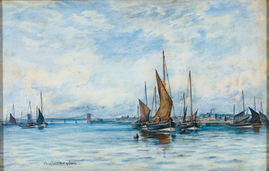 Charles Brydon - Boats in Harbour - Watercolour on Paper