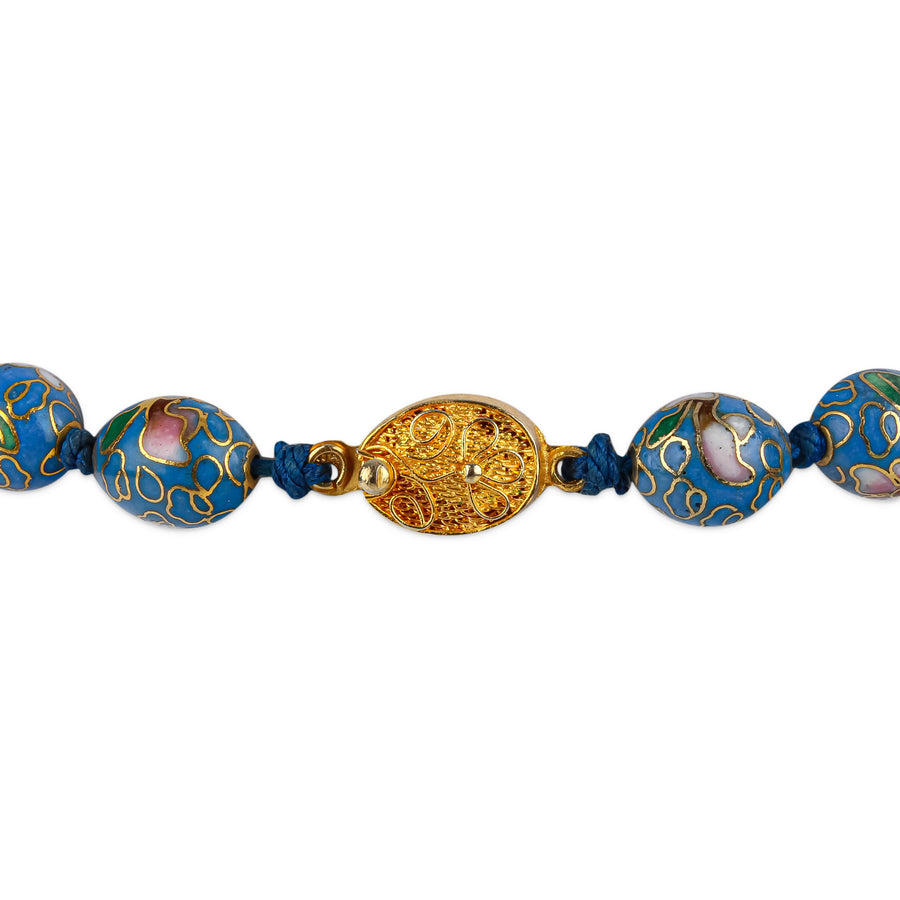 Chinese Export Oval Blue Cloisonne Bead