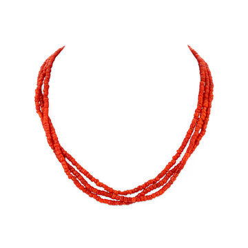 3-Strand Coral Torsade Necklace