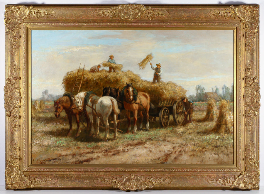 Cornelis Carel Verschuur Bouter - Hay Cart Scene - Oil on Canvas
