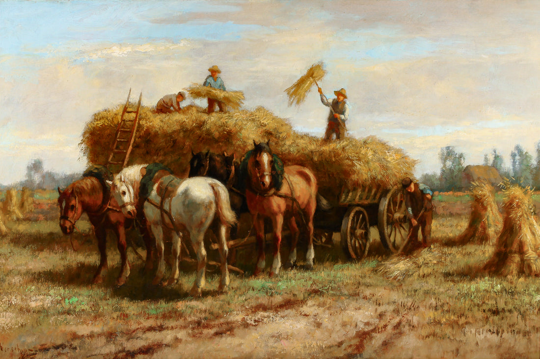 Cornelis Carel Verschuur Bouter - Hay Cart Scene - Oil on Canvas
