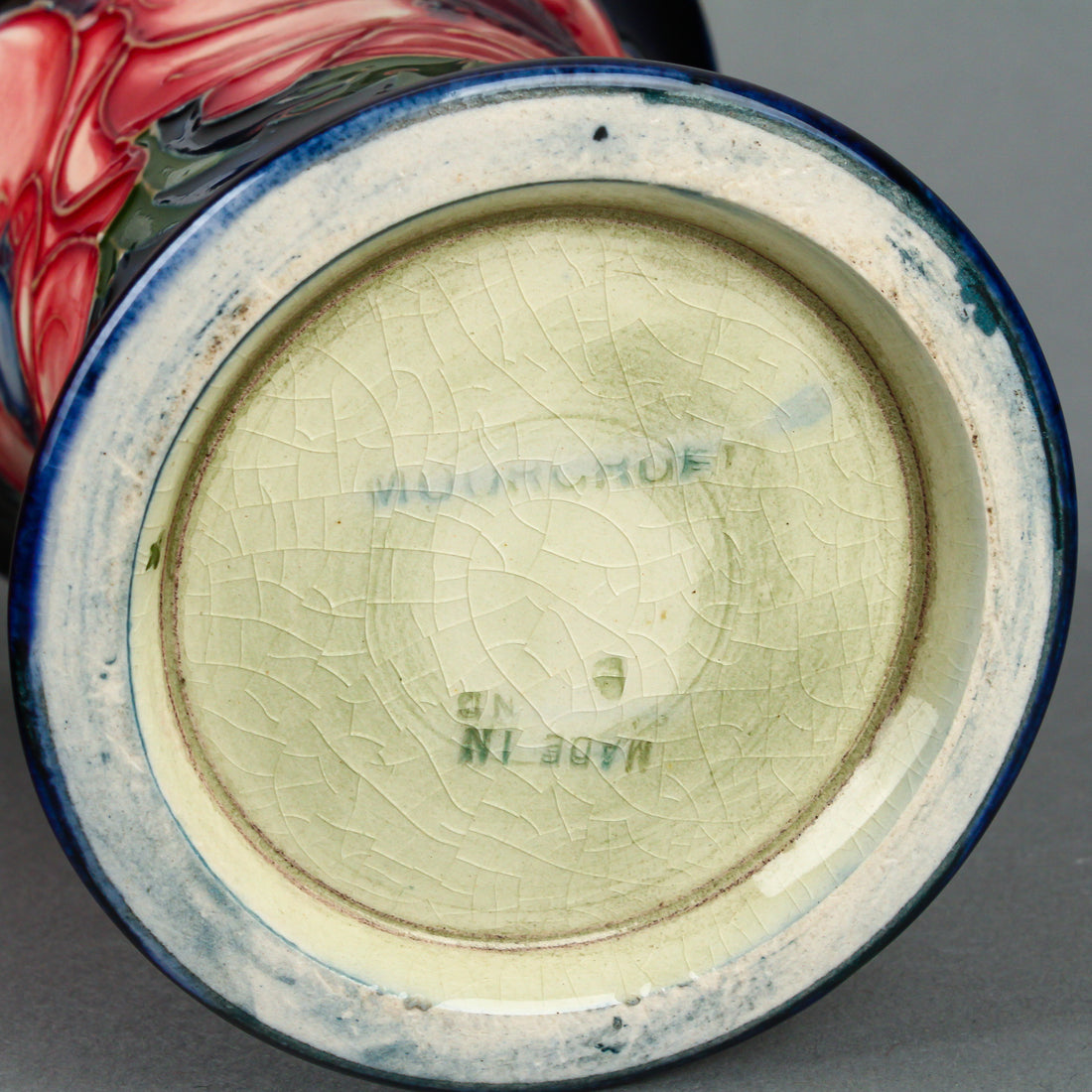 MOORCROFT Anemone Vase Cobalt Ground