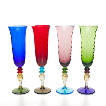NASON MORETTI MURANO Giulia Flutes Set of 4  Multi Colours