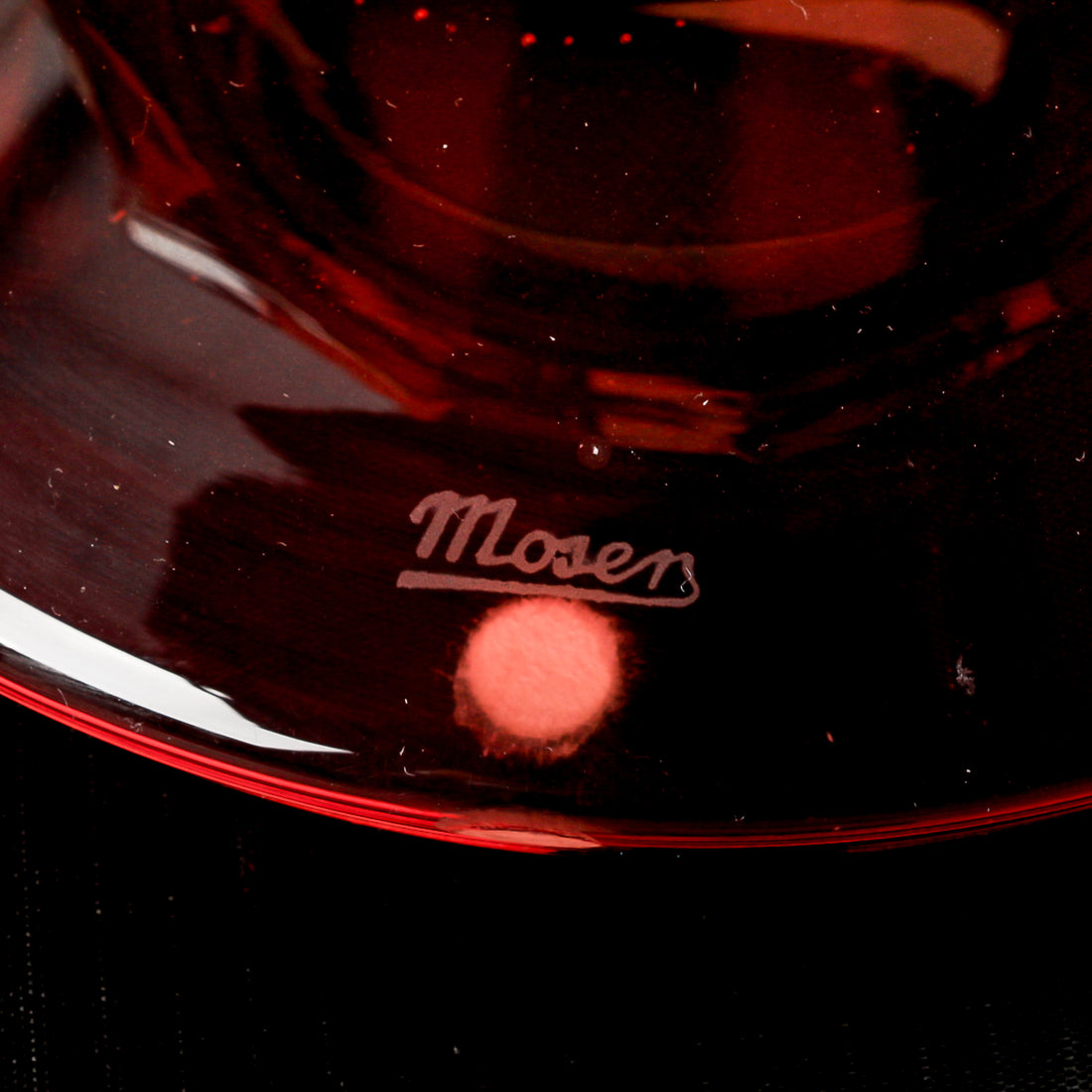 MOSER Gloria Gold Band Red Crystal Vase