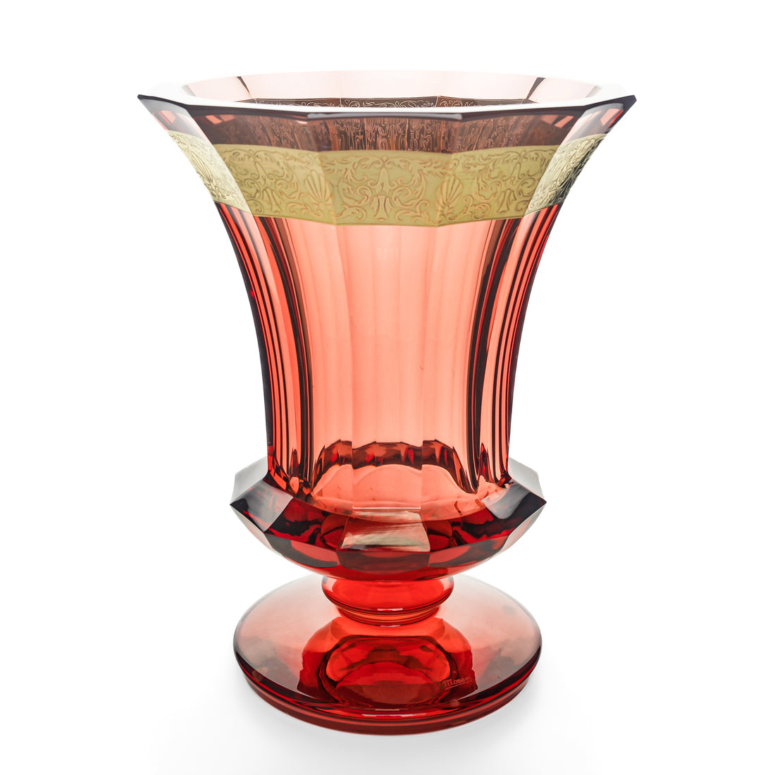 MOSER Gloria Gold Band Red Crystal Vase