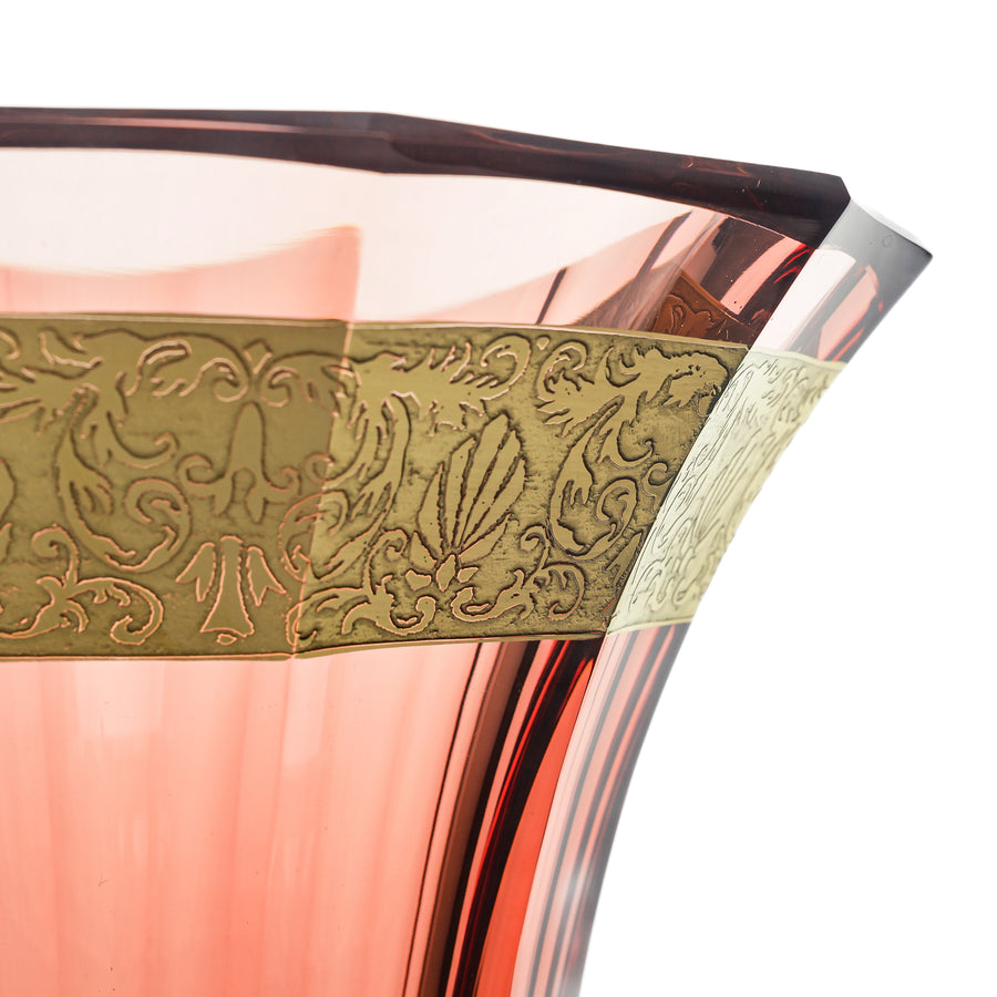 MOSER Gloria Gold Band Red Crystal Vase