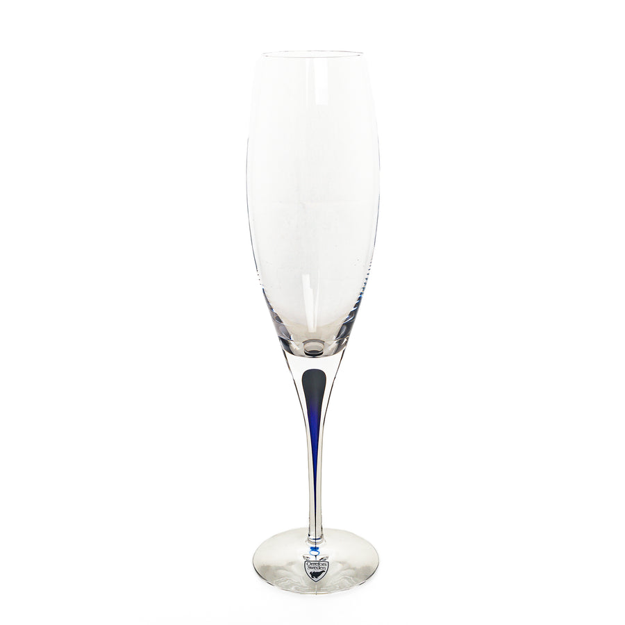 ORREFORS Intermezzo Blue Champagne Flutes Set Of 6