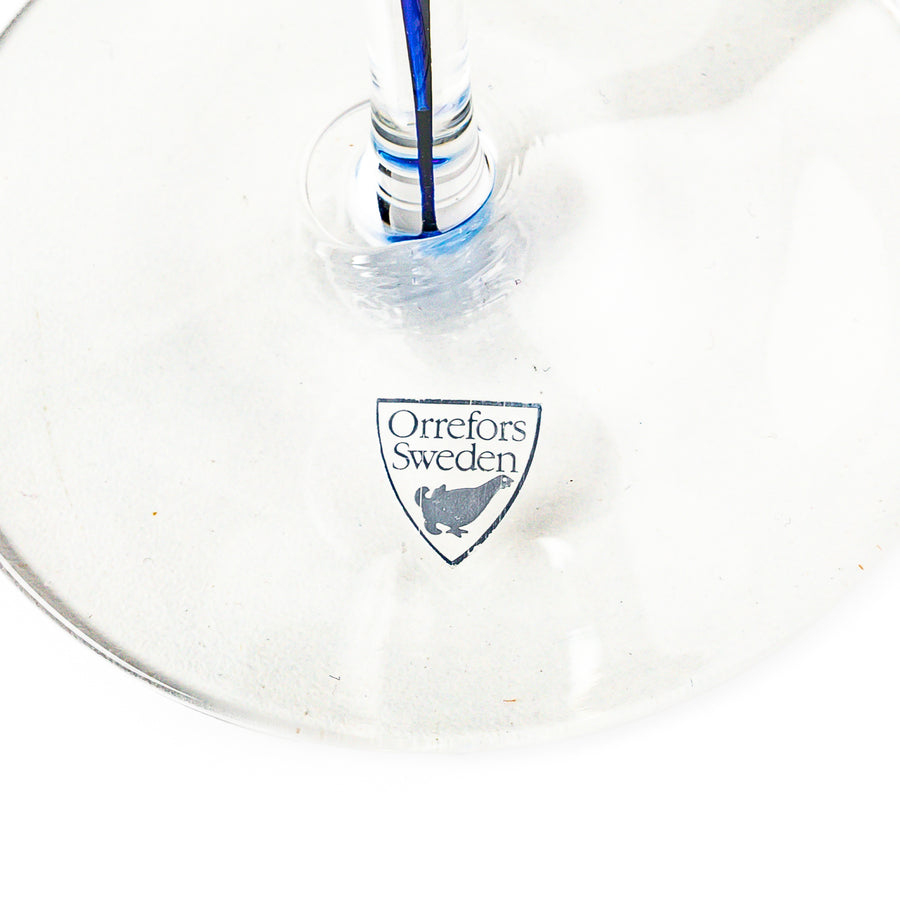 ORREFORS Intermezzo Blue Aroma Wine Glasses Set Of 4