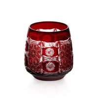 Crystal Red Cased Cut to Clear Whiskey Glasses - Set of 5