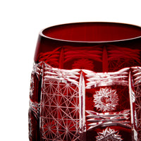 Crystal Red Cased Cut to Clear Whiskey Glasses - Set of 5