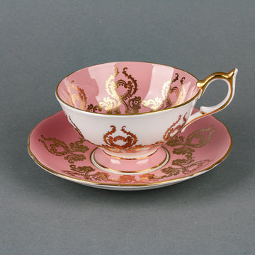 AYNSLEY JA Bailey Hand-Painted Rose Floral Centre Cup & Saucer