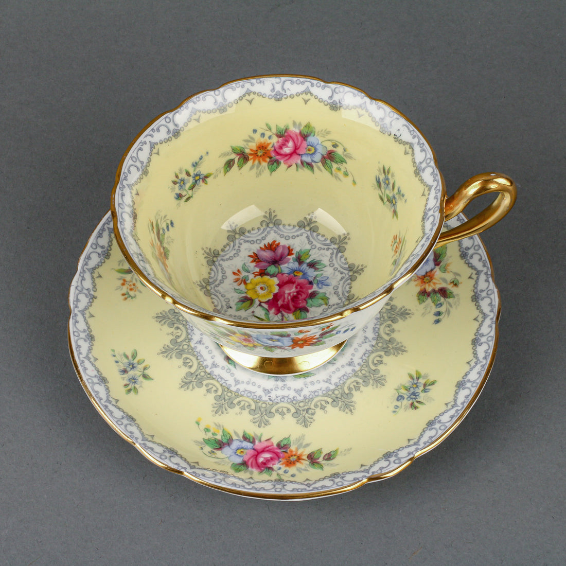 SHELLEY Crochet Hand-Painted Floral Cup & Saucer