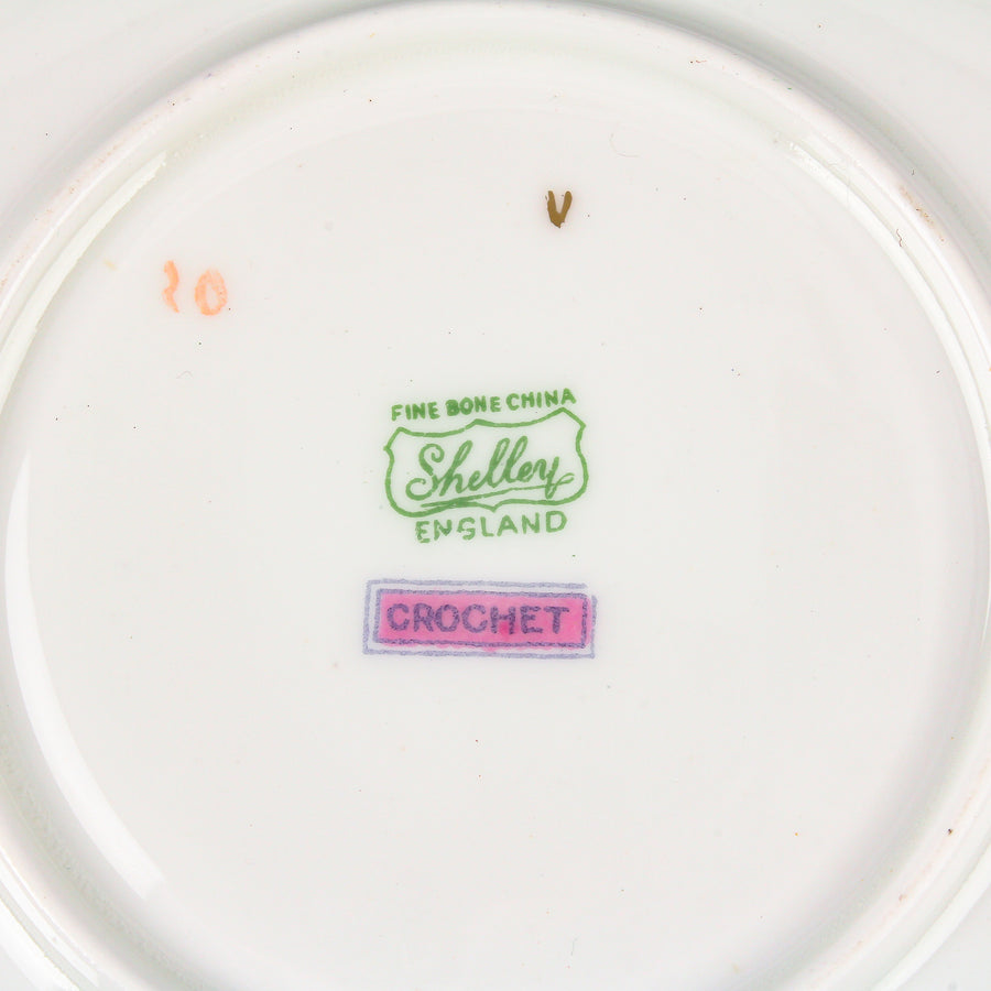 SHELLEY Crochet Hand-Painted Floral Cup & Saucer